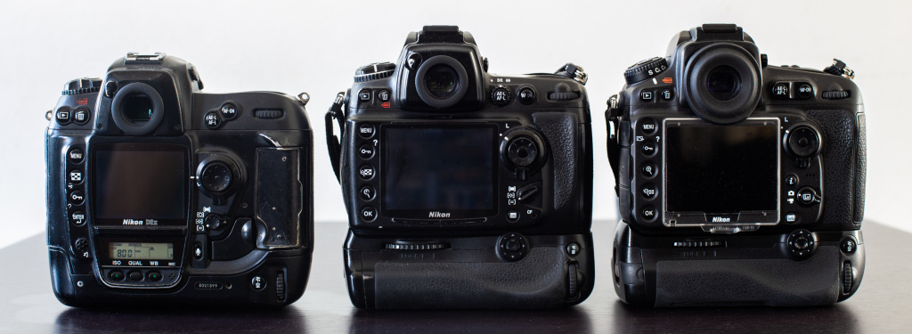 Tres generaciones cámaras Nikon DSLR